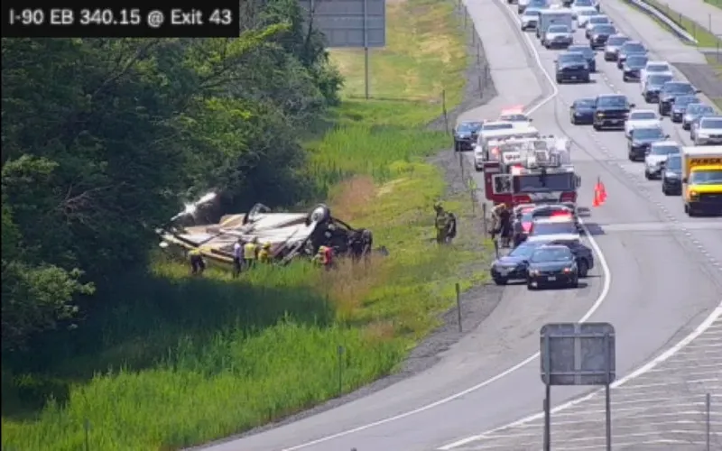 Two Injured After RV Rolls Over on Thruway in Ontario County