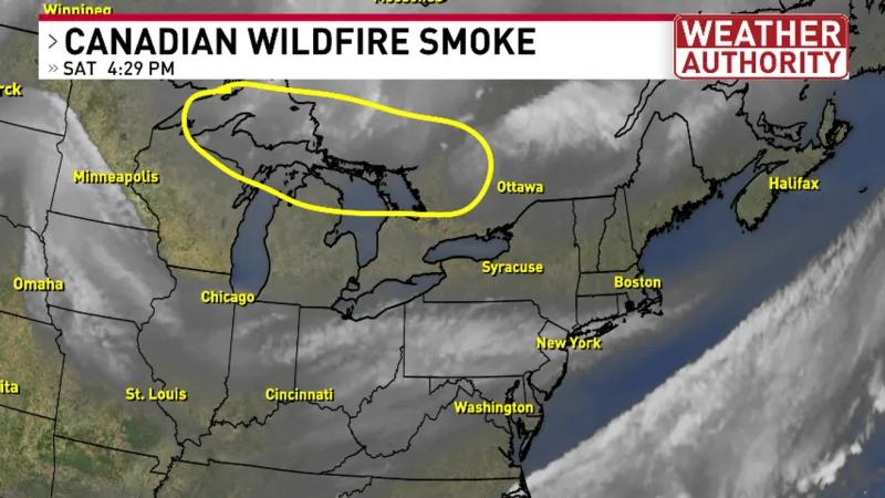 Canadian wildfire smoke is on the move and impacting CNY this weekend