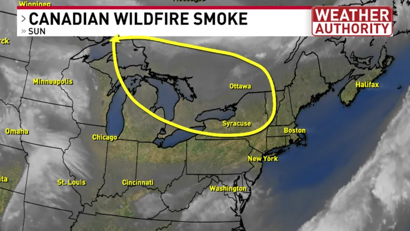 Wildfire smoke continues to impact CNY through Tuesday