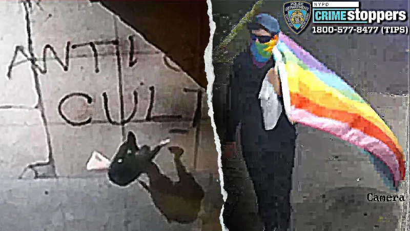 Pride-flag-carrying suspect accused of scrawling 'anti-Christian statements' on 3 NYC churches