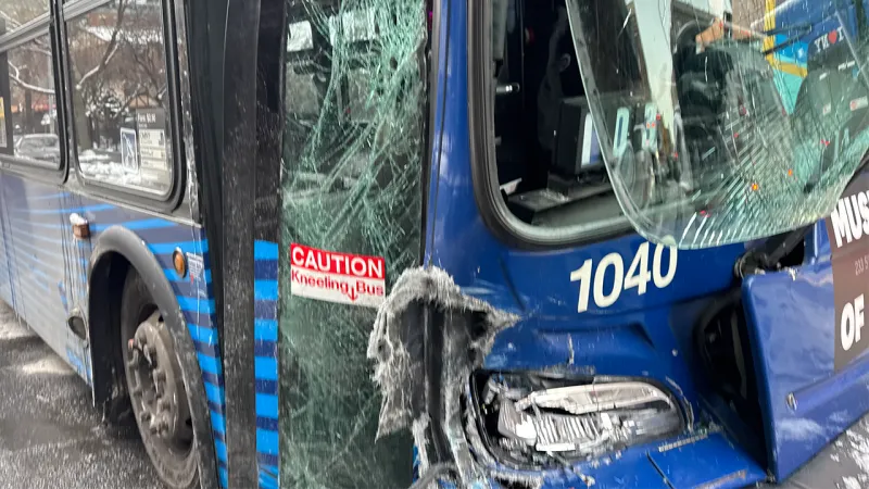 Terrifying video shows out-of-control MTA bus plowing into cars in the Bronx, injuring 8