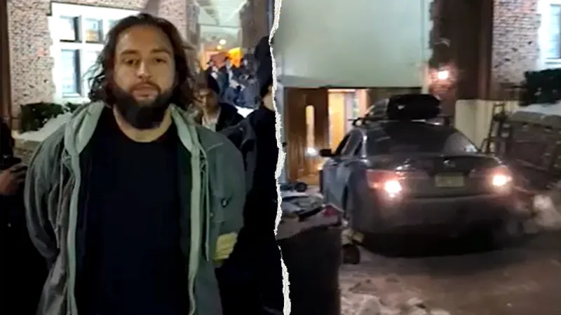 Driver rams car repeatedly into doors of NYC Jewish site, suspect detained