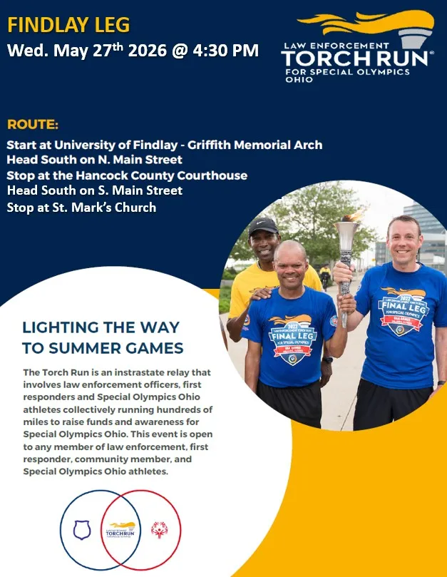 Findlay to Host Law Enforcement Torch Run for Special Olympics Today