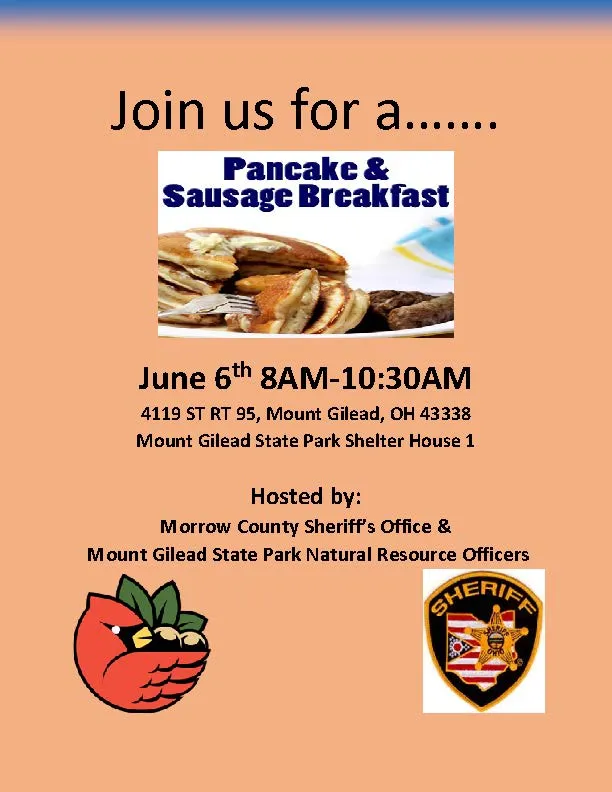 Morrow County Sheriff's Office Hosting Pancake and Sausage Breakfast to Benefit MTC Scholarship Fund