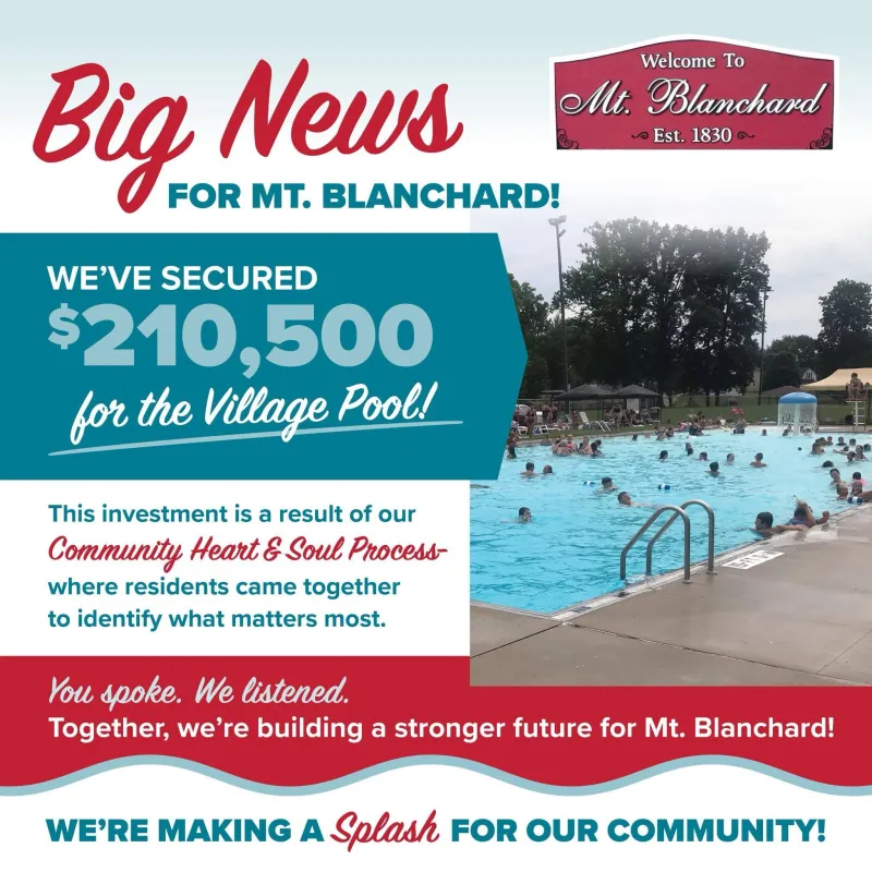 Mt. Blanchard Awarded $210,500 for Community Pool Improvements