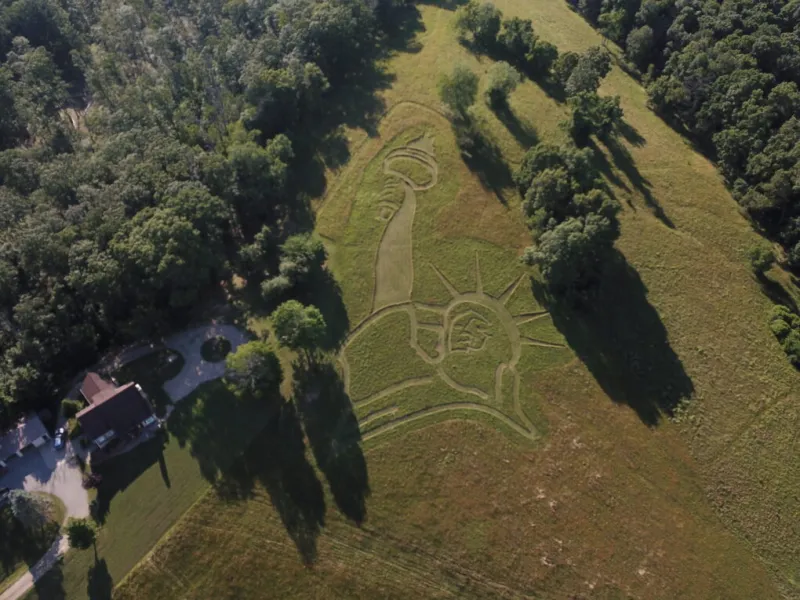 Central Ohio man mows 300-foot patriotic figure into lawn