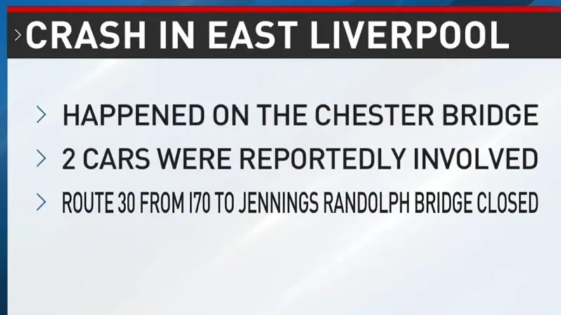 Investigations underway after two-car crash on Chester Bridge in East Liverpool