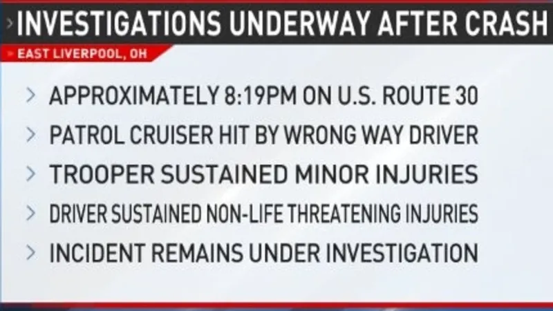 Investigation underway after state trooper's cruiser hit on U.S. 30 in East Liverpool