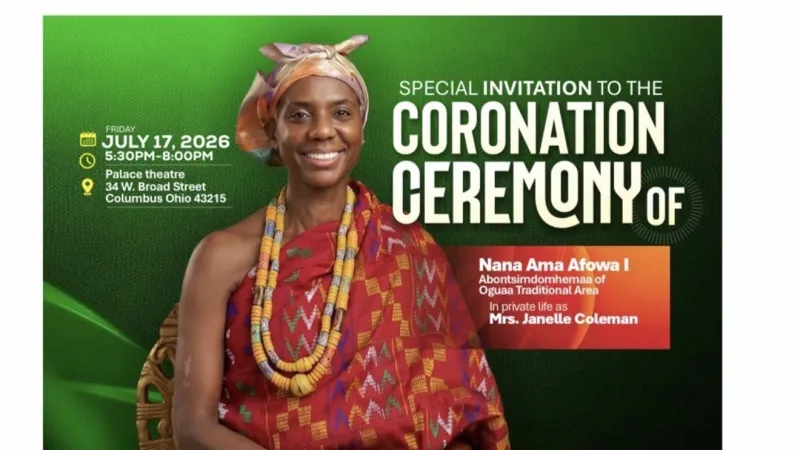 Historic coronation of Nana Ama Afowa I to celebrate Ghanaian heritage and leadership