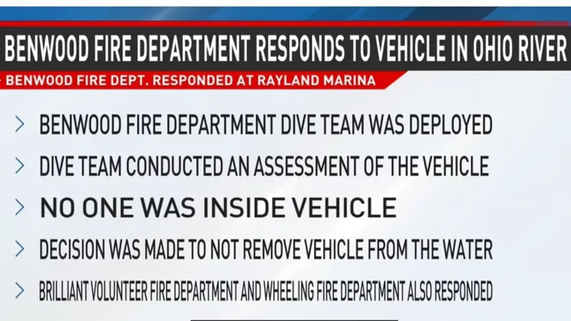 Report of a car underwater prompts dive search at Rayland Marina on Ohio River
