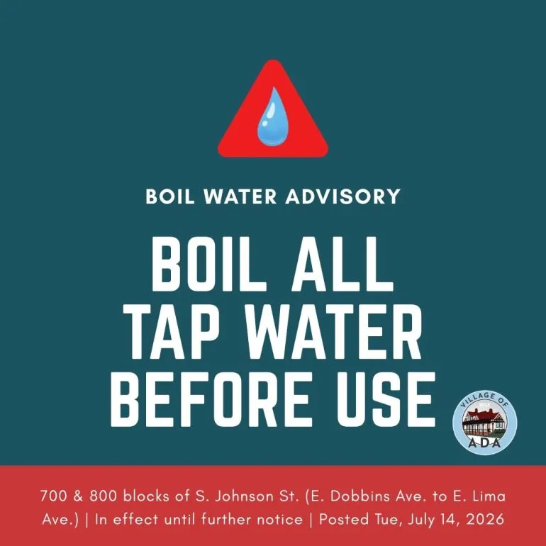 Boil Water Advisory Issued for Some Residents in Ada