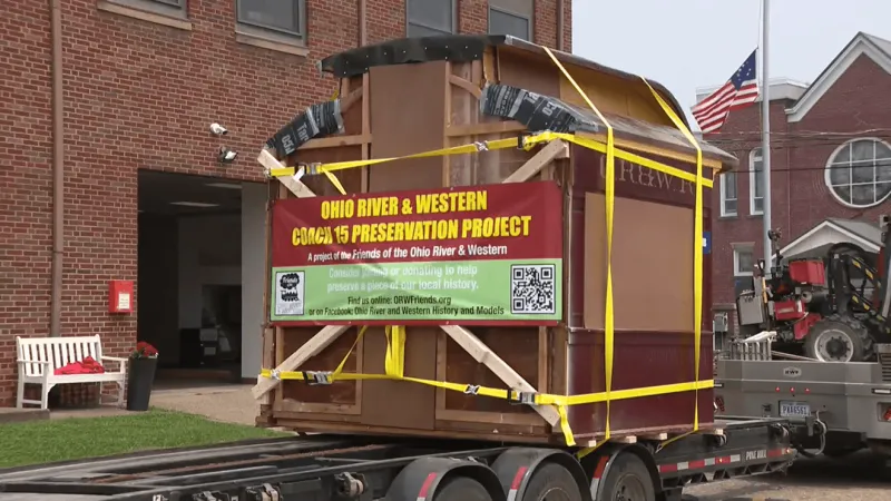 Historic Ohio River & Western Railway coach moved from Shadyside amid renovations