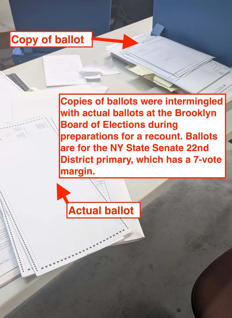 Observers Report Brooklyn Board of Elections Mixing Copies of Ballots with Actual Ballots