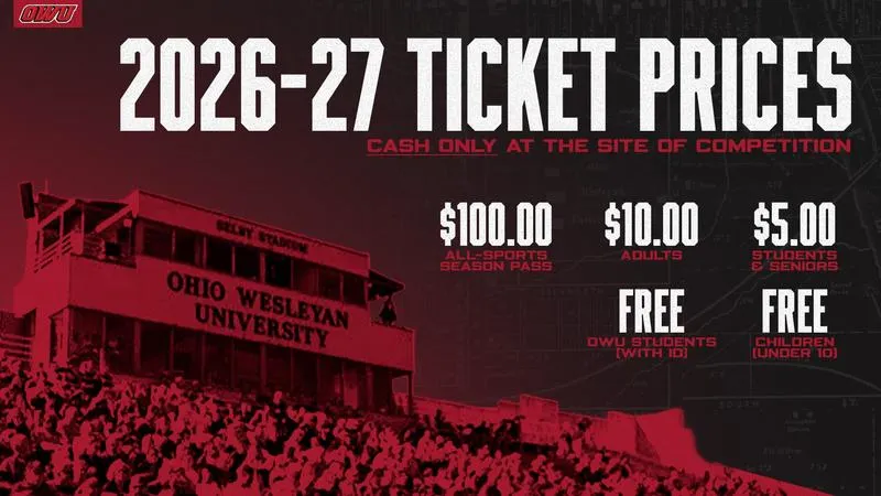 Ohio Wesleyan Announces Ticket Pricing Updates for 2026-27