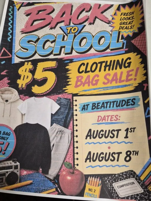 Beatitudes Ada to Hold $5 Bag Sale for Back-to-School Shopping