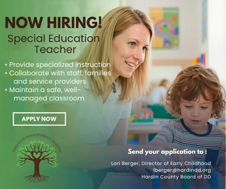 Hardin County Board of DD, Simon Kenton School Hiring Special Education Preschool Teacher