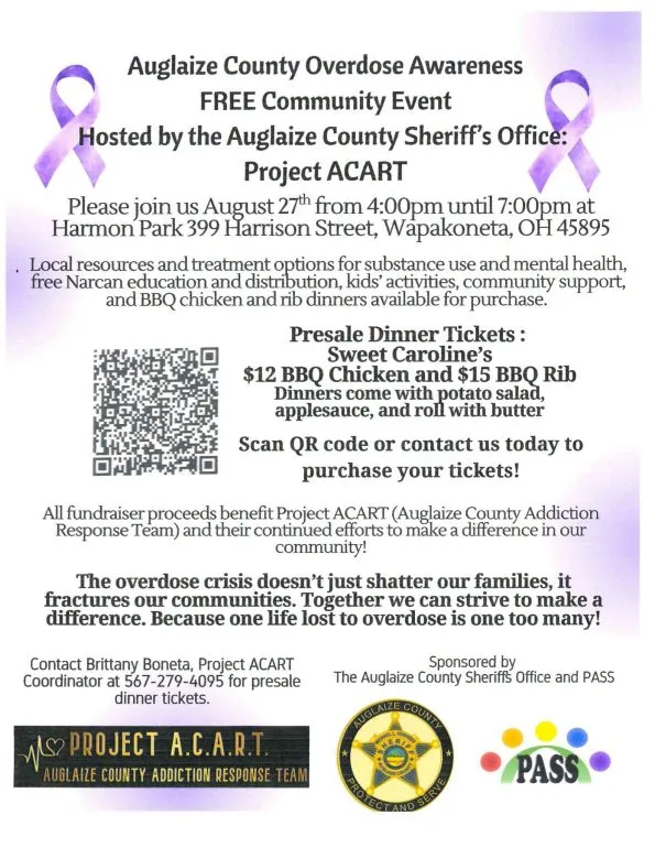 Project ACART Hosting Auglaize County Overdose Awareness Event