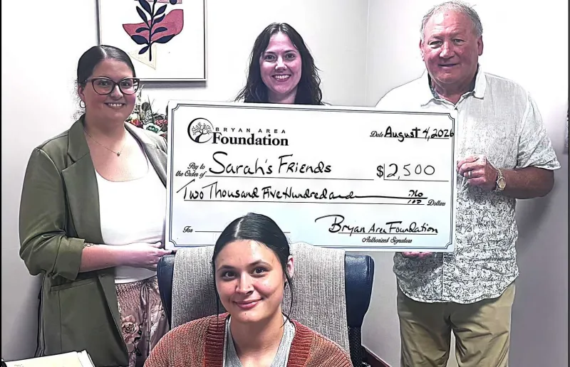 Bryan Area Foundation Awards $2,500 Grant To Sarah's Friends