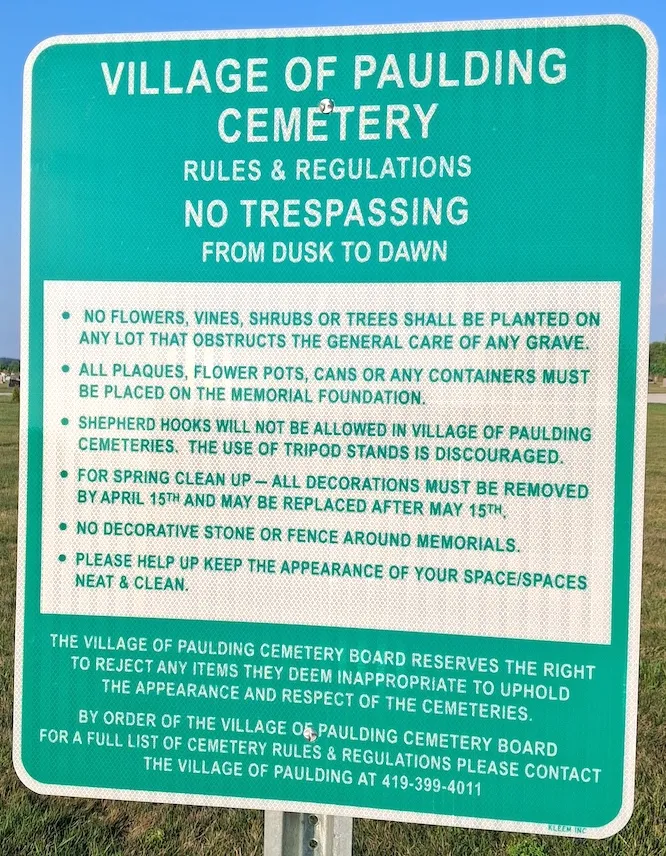 NEW SIGNS AT THE CEMETERIES