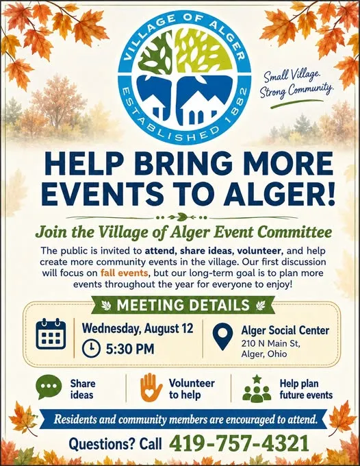 Alger Event Committee to Discuss Fall Community Events