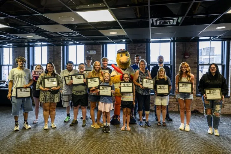 17 survivors recognized during the fourth-annual Buckle Up -- Batter Up "Saved by the Belt" event