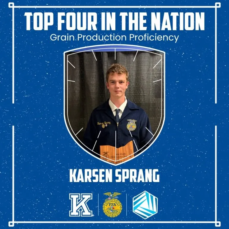 Karsen Sprang named national finalist for Grain Production Award