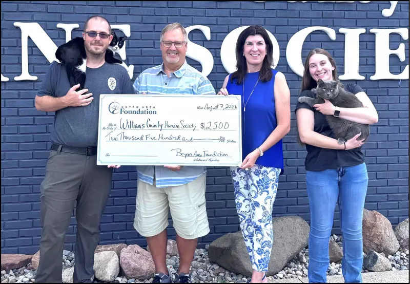 Bryan Area Foundation Awards $2,500 Grant To Williams County Humane Society