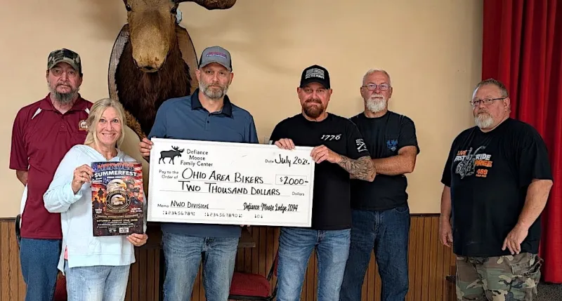 Defiance Moose Lodge Donates $2,000 to Ohio Area Bikers