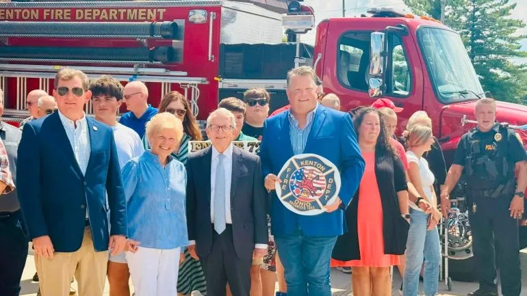 DeWine and Cross On Hand for Kenton Fire Truck Dedication Ceremony