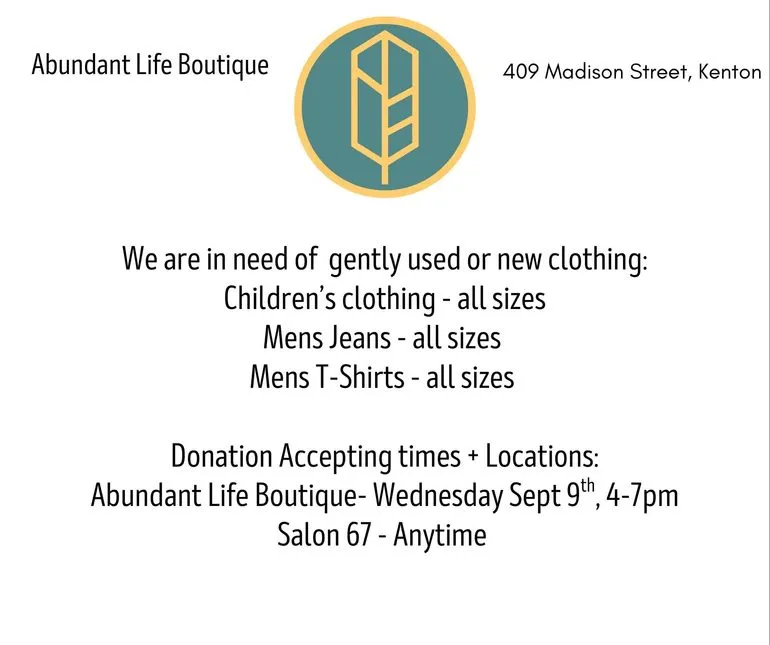 Abundant Life Boutique Seeking Children's and Men's Clothing