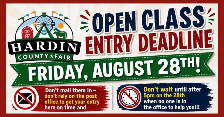 Hardin County Fair Open Class Entry Deadline is Tomorrow