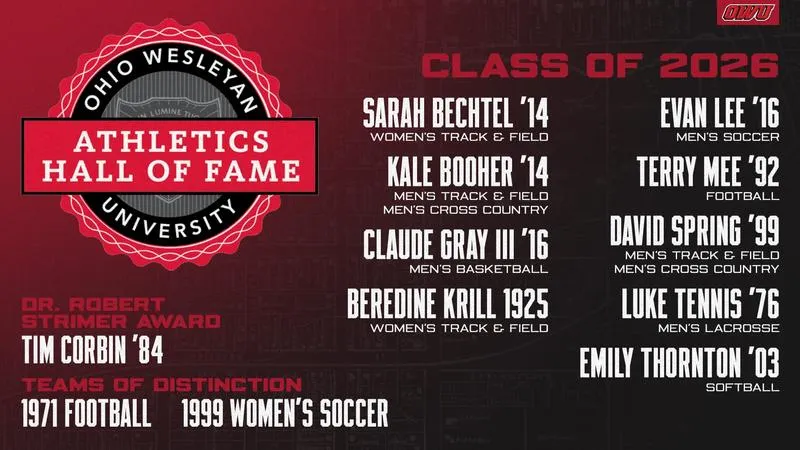Ohio Wesleyan Athletics Announces 2026 Hall of Fame Class, Teams of Distinction, Strimer Award
