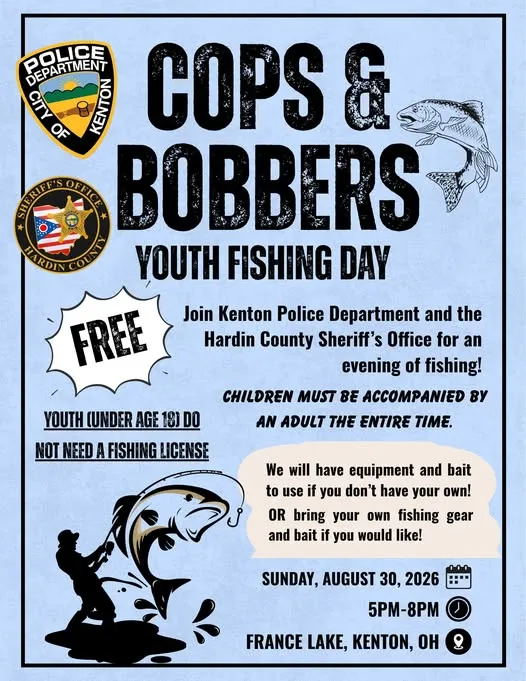 Cops and Bobbers Youth Fishing Day Set for Sunday in Kenton