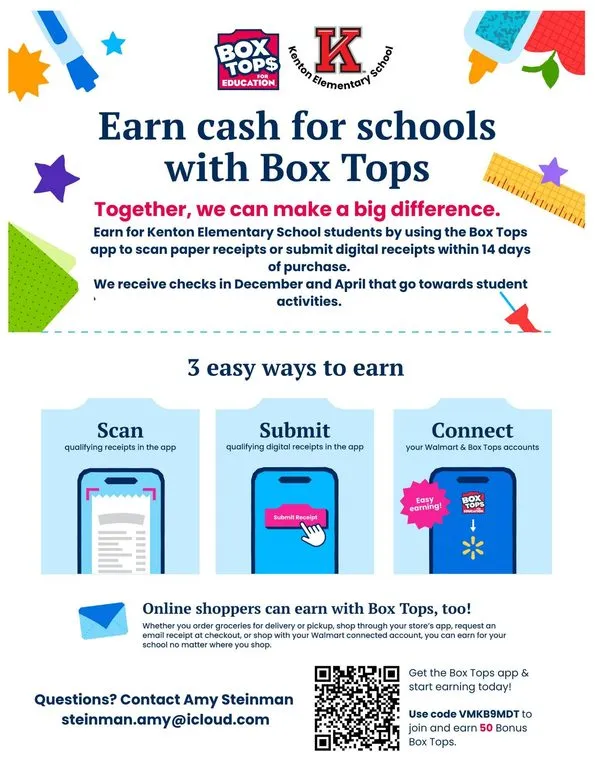 Box Tops Program Supports Kenton Elementary Activities