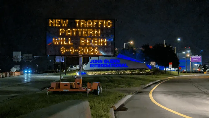 Roadway changes begin at John Glenn airport as new terminal construction ramps up