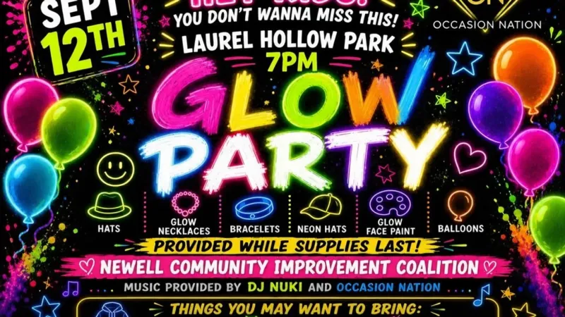 Newell Coalition hosts free community glow party at Laurel Hollow Park