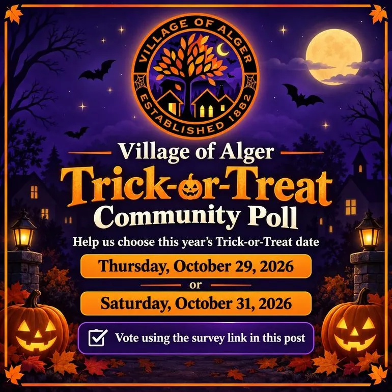 Alger Residents Can Vote on 2026 Trick-or-Treat Date