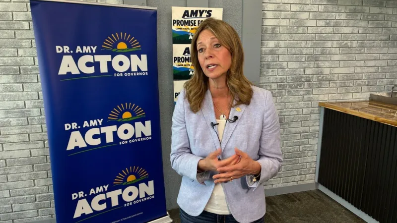 Acton visits local career center, calls Ramaswamy a 'serial liar,' his ads 'reckless'
