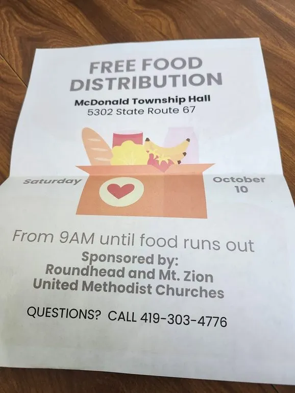 Free Food Distribution Event Planned in McDonald Township