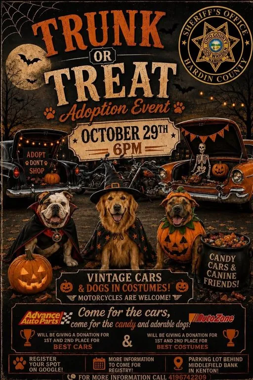 Hardin County Dog Warden to host Trunk or Treat Adoption event