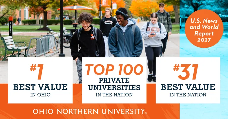 Ohio Northern University named one of the nation's top 100 private universities in U.S. News & World Report's rankings