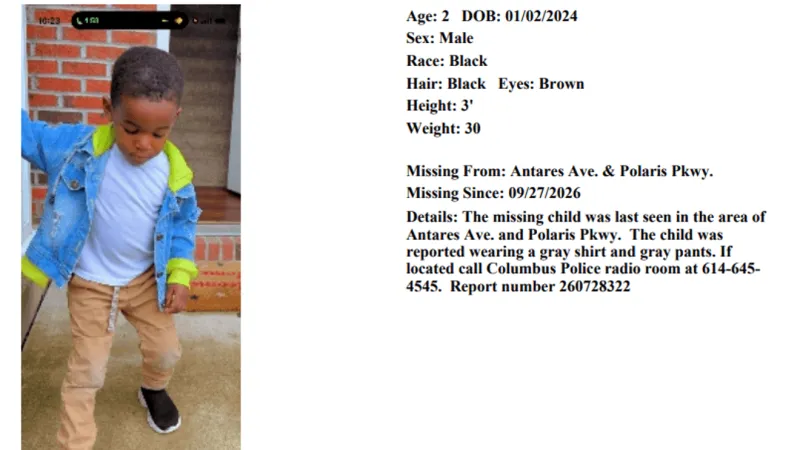 2-year-old reported missing in North Columbus