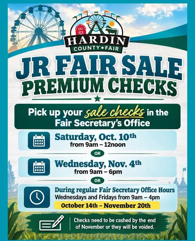 Hardin County Fair Announces Premium Check Pickup Dates