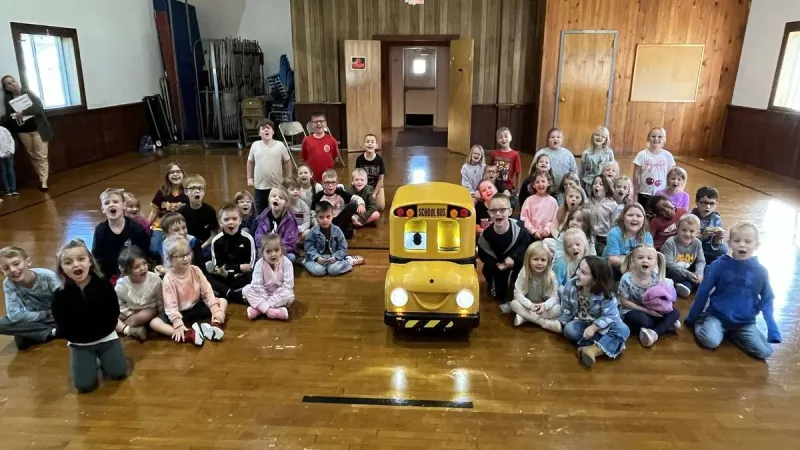 Buster The Robot Bus Rolls Into St. Mary School In Edgerton