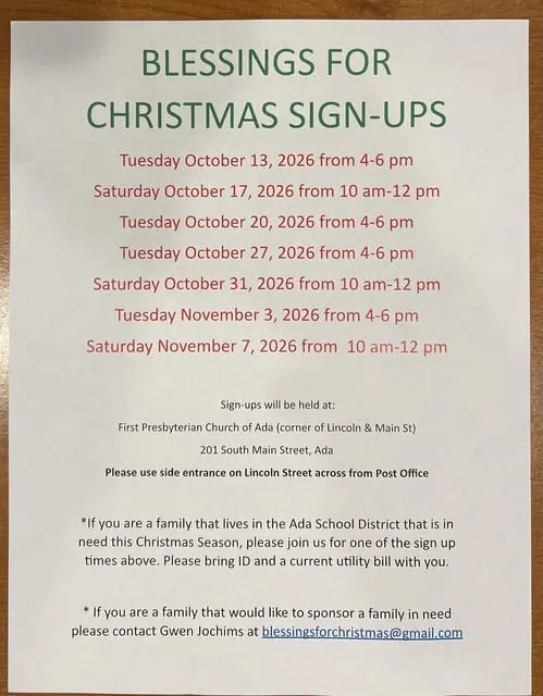 Blessings for Christmas Sign-Up Dates Announced for Ada Families