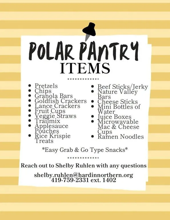 Hardin Northern's Polar Pantry Provides 714 Snacks to Students in September