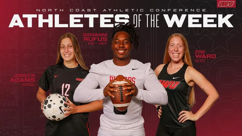Adams, Rufus, Ward Earn NCAC Athlete of the Week Nods