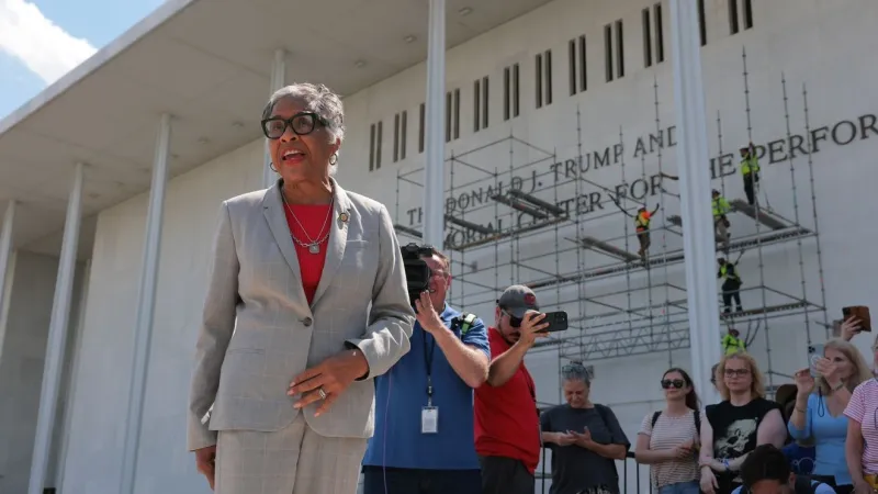 U.S. Rep. Joyce Beatty reacts to suspicious package