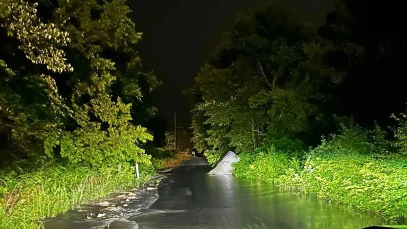 Heavy rains cause overnight pipe failure on Burbank Road