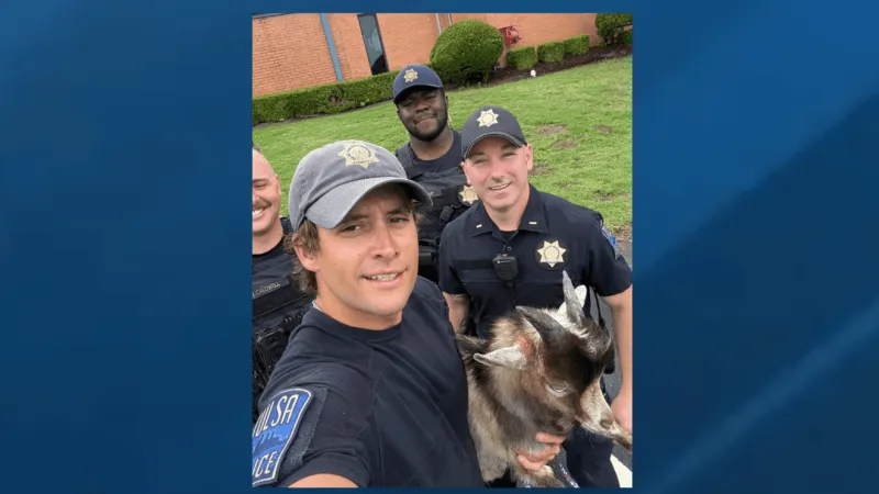 Baaaad boy: Oklahoma police officers wrangle, rescue baby goat